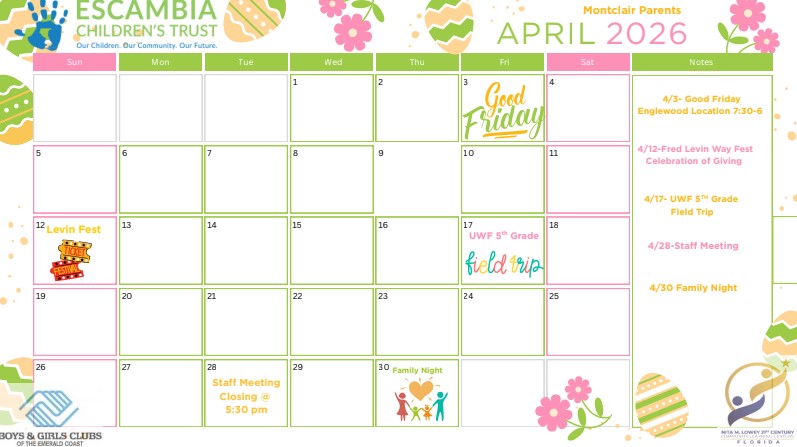 April Calendar 2026