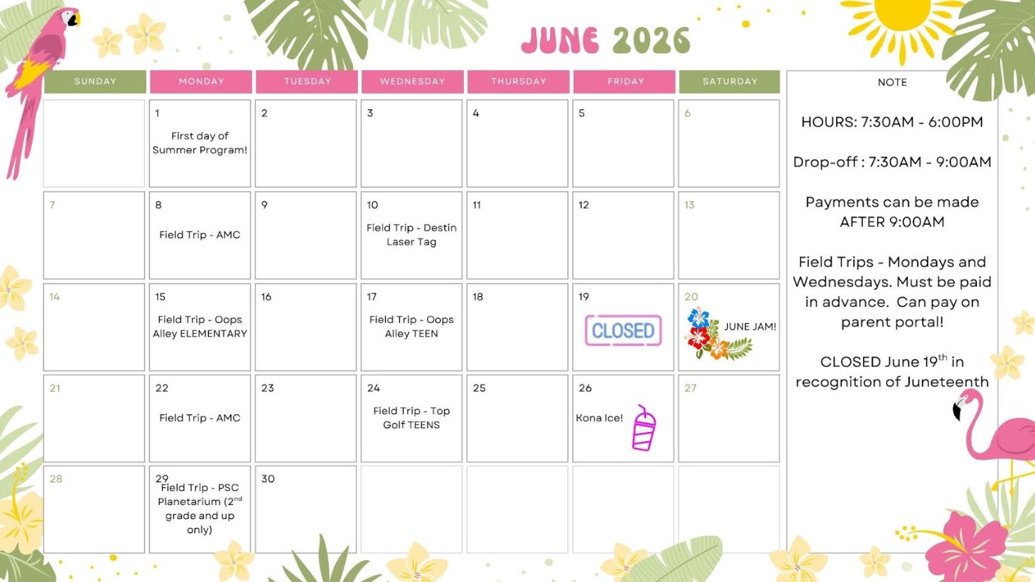June Calendar 2026 1